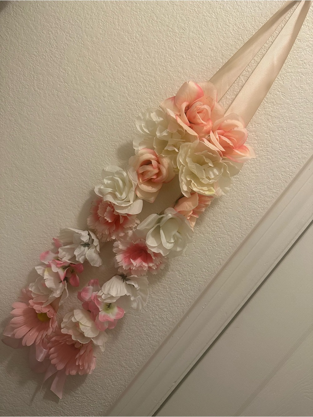Pink and Cream Floral Sash Necklace